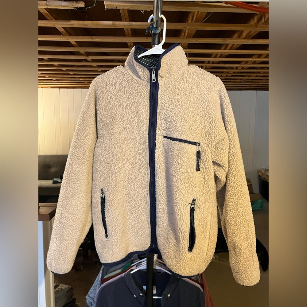 *RARE* VINTAGE BEIGE OATMEAL PATAGONIA DEEP PILE FLEECE JACKET. SIZE MEDIUM.